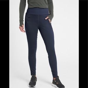 NWT-Athleta Navy Peak Hybrid Fleece Tight, Extra Small XS
